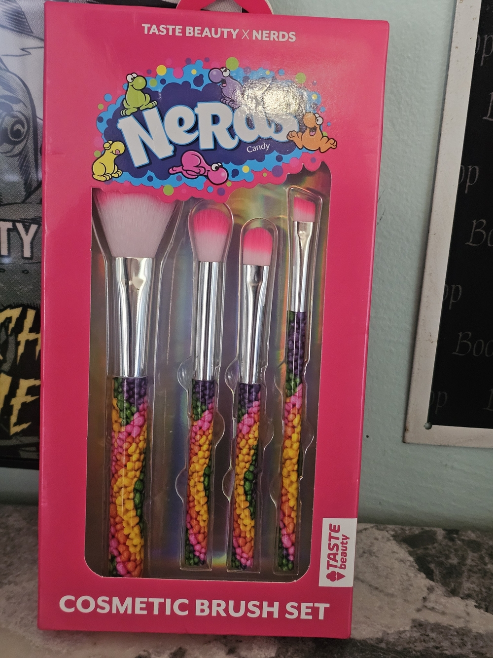 Pink Candy-Print Cosmetic Brush Set Taste Beauty